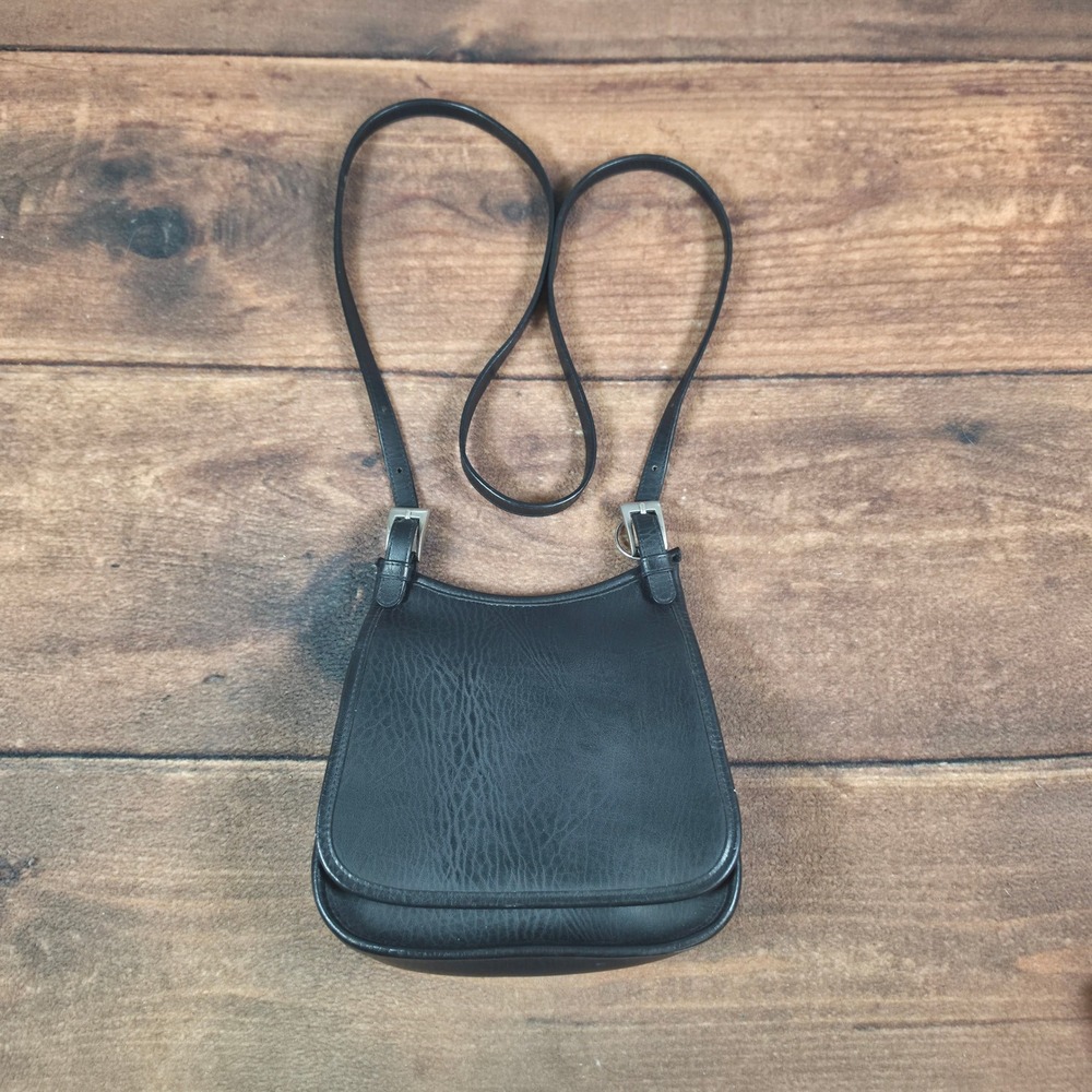 Coach Saddle Bag Womens Small Black Good Vintage Leather Crossbody NT-4903